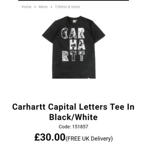 🇺🇲Carhartt capital letters tee in Black/white M