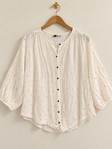 White Textured Gold Dot Top