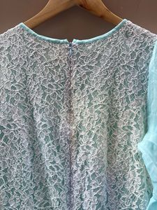 Stunning Light Blue Lace Ethnic Gown