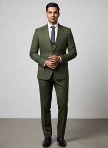 Olive Green 3-Piece Suit with shirt &amp; tie