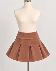 Pleated Corduroy Mini Skirt