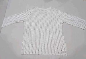 White Polka Dot 3/4 Sleeve Top