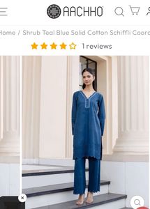 Teal Blue Cotton Schiffli Kurta Set