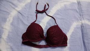 Maroon Textured Bikini Top