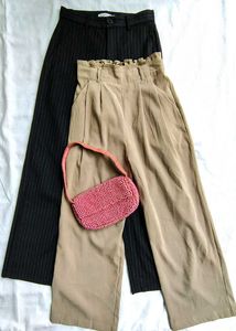 Chic Wide-Leg Trousers & Pinstripe Pants Set