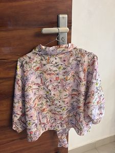 Floral Print Tie-Front Shirt