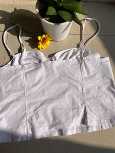 H&amp;M White Corset Style Cami Top