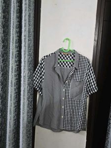 Stylish Asymmetrical Checkered Shirt size M