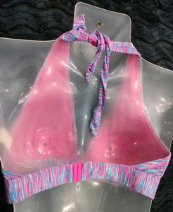 Striped Halter Bikini Top 🤎