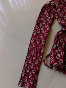 Maroon Floral Print Kurta