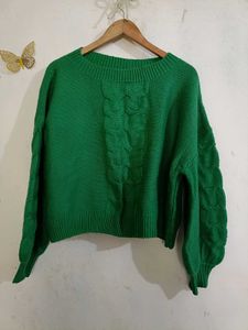Emerald Green Cable Knit Sweater