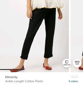 Black Ankle-Length Cotton Pants😍👌