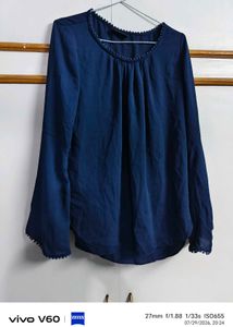 Navy Blue Long Sleeve Blouse