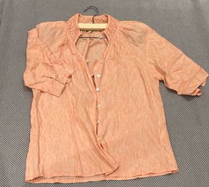 Chic Peach V-Neck Blouse