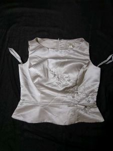 Elegant White Embellished Peplum Top