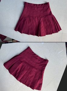 💥Maroon Pleated Mini Skirt