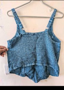 Embroidered Denim Corset Top