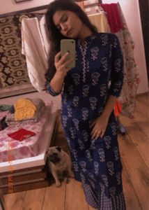Stylish Blue Floral Print Kurta