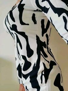 Abstract Print Long Sleeve Dress