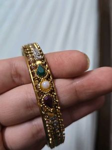 Antique Gold-Toned Bangles with Gemstones