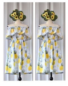 Pineapple Print Off-Shoulder Dress