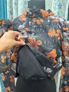 Puffed Sleeve Organza Top
