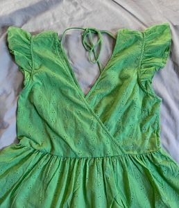 Bright Green Eyelet Peplum Top