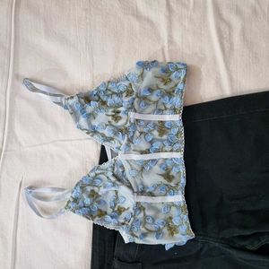 Urbanic Sheer Floral Embroidered Bralette