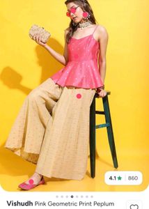 Visvudh Pink Geometric Print Peplum