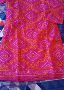 New Bandhani Pink Xxl Kurti
