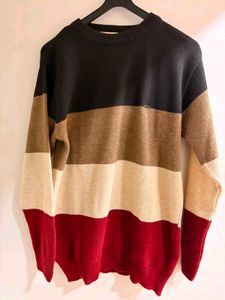Men's Color Block Knit Sweater | Black, Brown, Cre