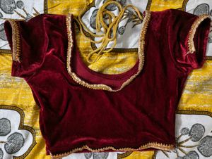 Maroon Velvet Embellished Blouse