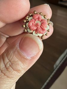 handmade  Pink Floral Embroidered Earrings