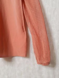 Zink Peach Frill Sleeve Top