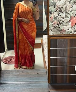 Elegant Red &amp; Orange Saree