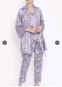 Floral Print Pajama Set with Robe