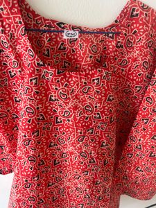 Red Paisley Print Kurta