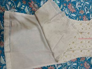 Embroidered Beige Kurta Set