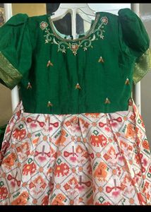 Beautiful Ikkat Ethnic Silk Gown for Girls