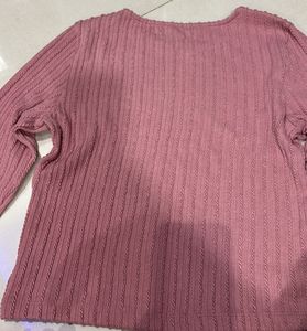 Mauve Ribbed Long Sleeve Top