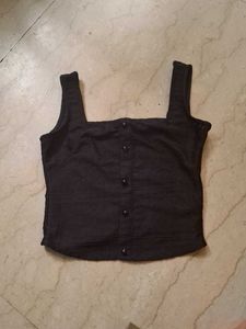 Black Lace Square Neck Tank Top