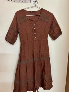 Boho Brown Tiered Mini Dress
