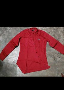 Men's Red Button-Down Shirt