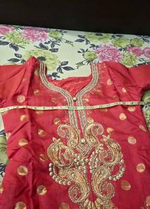 pink Kurta with Gold Embellishments