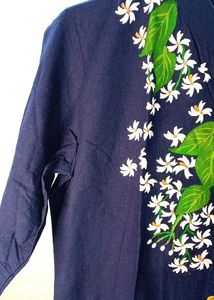 Handpainted Navy Blue Cotton Kurta