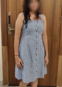 Blue &amp; White Striped Midi Dress