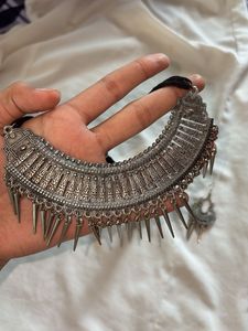 Boho Oxidised Silver Necklace &amp; Earring Set