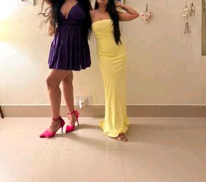 Yellow Ruffle Hem Midi Dress Which Comes In S