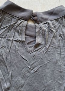 Embroidered Grey Sleeveless tunic