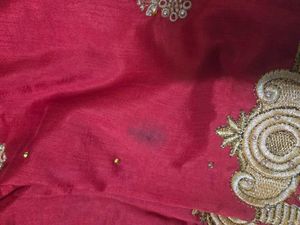 Elegant Red Embroidered Saree with golden blouse